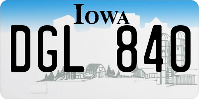 IA license plate DGL840