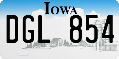 IA license plate DGL854
