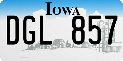 IA license plate DGL857