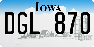 IA license plate DGL870