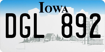 IA license plate DGL892
