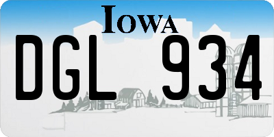 IA license plate DGL934