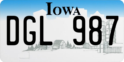 IA license plate DGL987