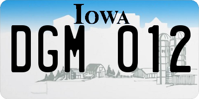 IA license plate DGM012