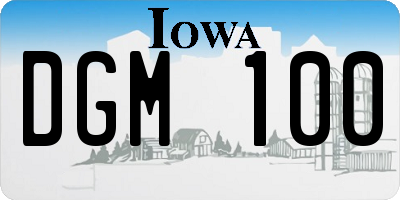IA license plate DGM100
