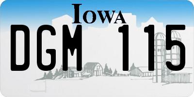 IA license plate DGM115