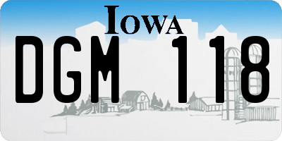 IA license plate DGM118