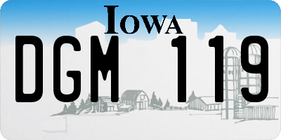 IA license plate DGM119