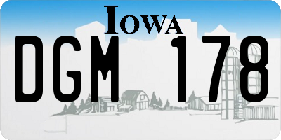 IA license plate DGM178