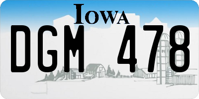IA license plate DGM478