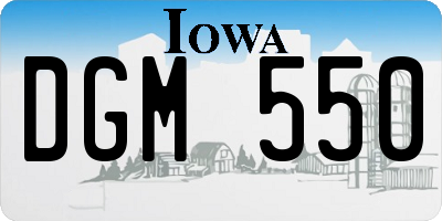 IA license plate DGM550