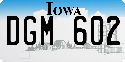IA license plate DGM602
