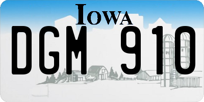 IA license plate DGM910