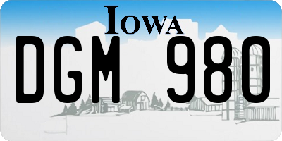 IA license plate DGM980