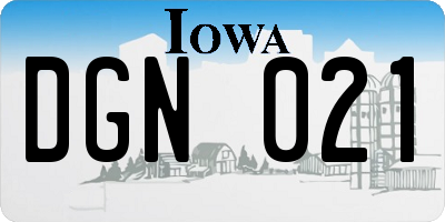 IA license plate DGN021