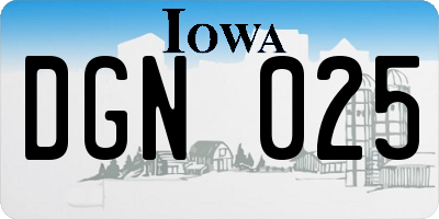 IA license plate DGN025