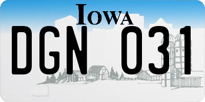 IA license plate DGN031