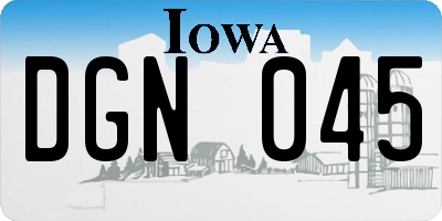 IA license plate DGN045