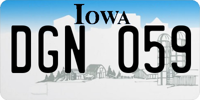 IA license plate DGN059