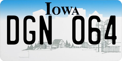 IA license plate DGN064