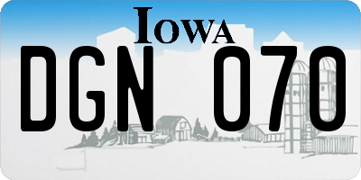 IA license plate DGN070