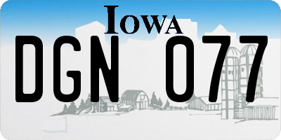 IA license plate DGN077