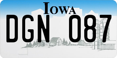 IA license plate DGN087