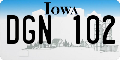 IA license plate DGN102