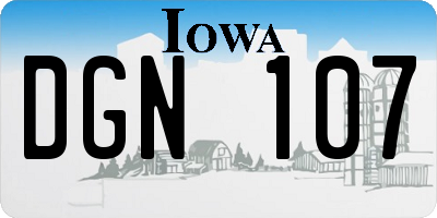 IA license plate DGN107