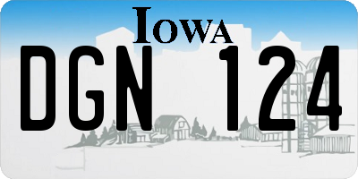 IA license plate DGN124