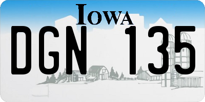 IA license plate DGN135