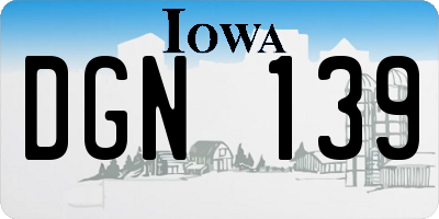 IA license plate DGN139