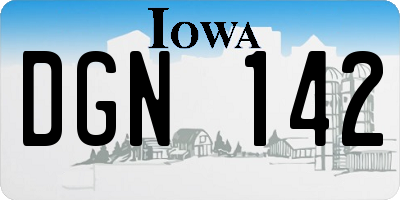 IA license plate DGN142