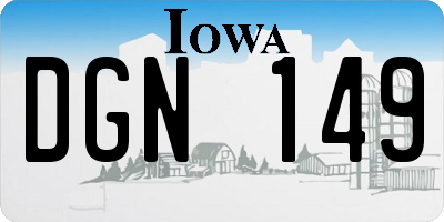 IA license plate DGN149