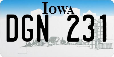 IA license plate DGN231