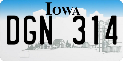 IA license plate DGN314