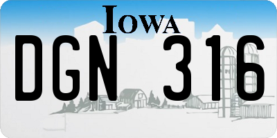 IA license plate DGN316