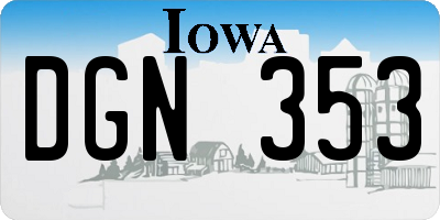 IA license plate DGN353