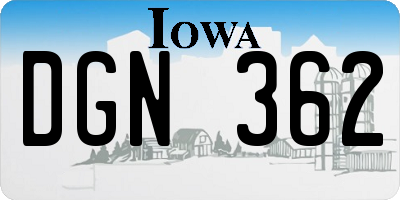 IA license plate DGN362