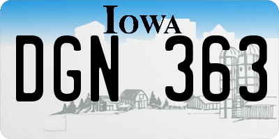 IA license plate DGN363