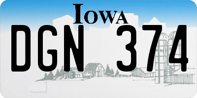 IA license plate DGN374
