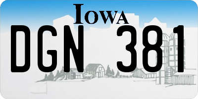 IA license plate DGN381