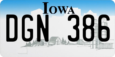 IA license plate DGN386