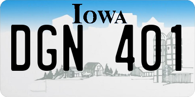 IA license plate DGN401