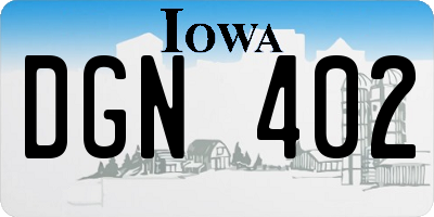 IA license plate DGN402