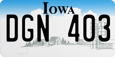 IA license plate DGN403