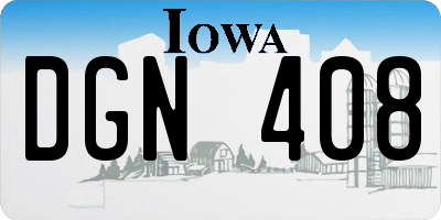 IA license plate DGN408