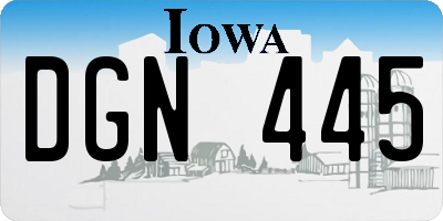 IA license plate DGN445