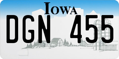 IA license plate DGN455