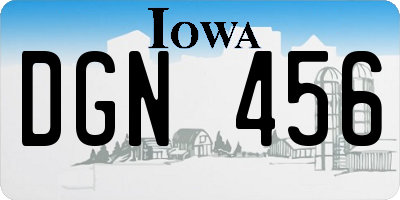 IA license plate DGN456